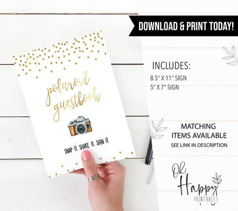 Polaroid Guestbook Sign - Gold Foil