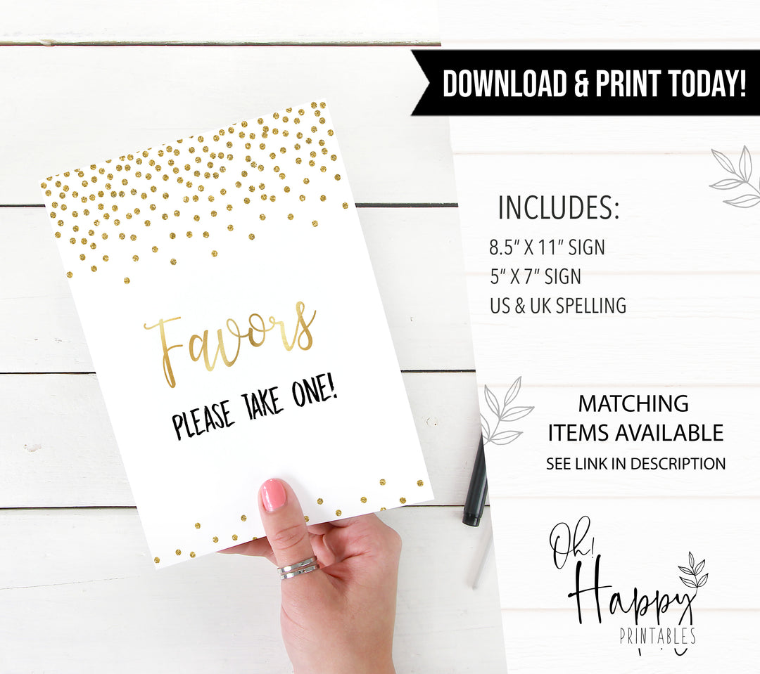 Favors Sign - Gold Foil