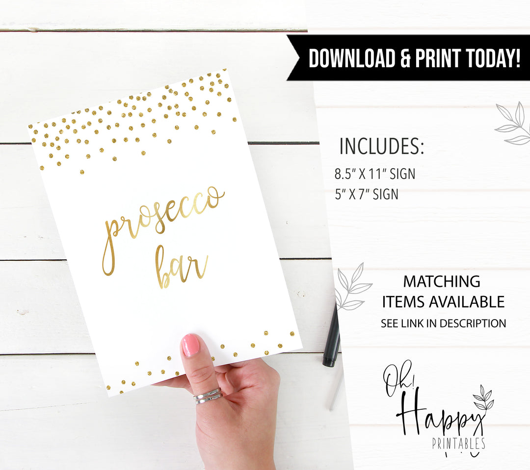 Prosecco Bar Sign - Gold Foil