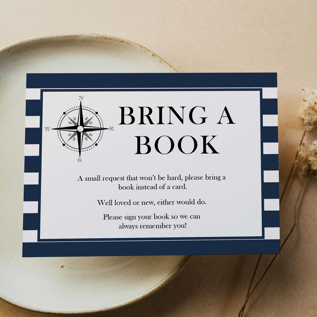 bring a book insert, books for baby insert, Printable baby shower games, nautical baby shower games, nautical baby games, fun baby shower games, top baby shower ideas