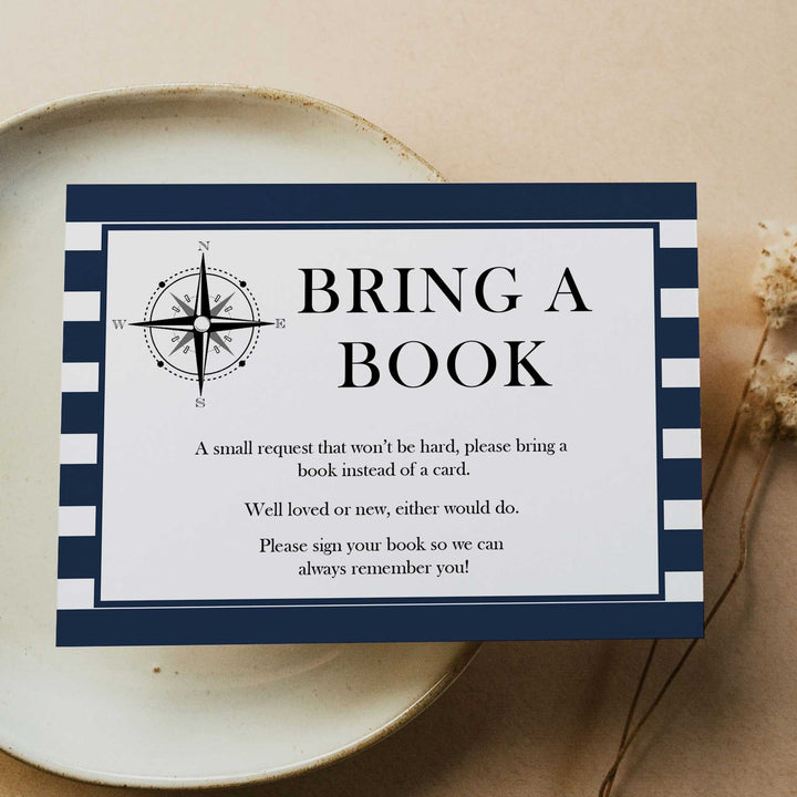 bring a book insert, books for baby insert, Printable baby shower games, nautical baby shower games, nautical baby games, fun baby shower games, top baby shower ideas