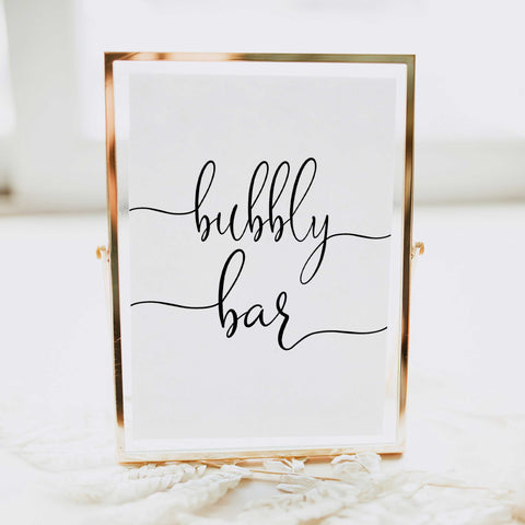 Minimalist bridal shower signs, bubbly bar, printable bridal signs, printable bridal decor, minimalist bridal decor, bridal decor, bridal table signs