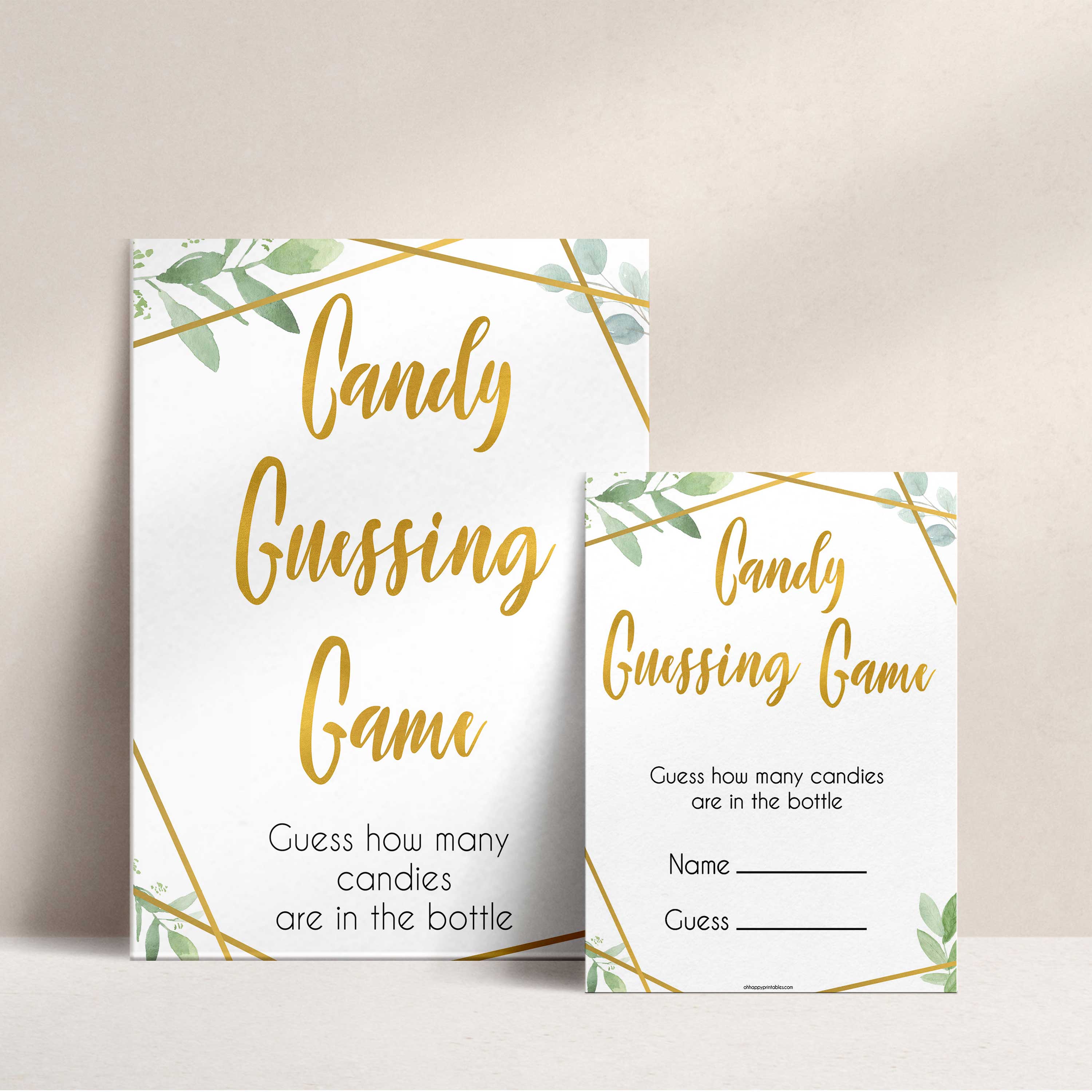 gold geometric candy guessing game baby shower games, printable baby shower games, fun baby games, popular baby games, gold baby games