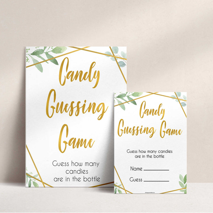 gold geometric candy guessing game baby shower games, printable baby shower games, fun baby games, popular baby games, gold baby games