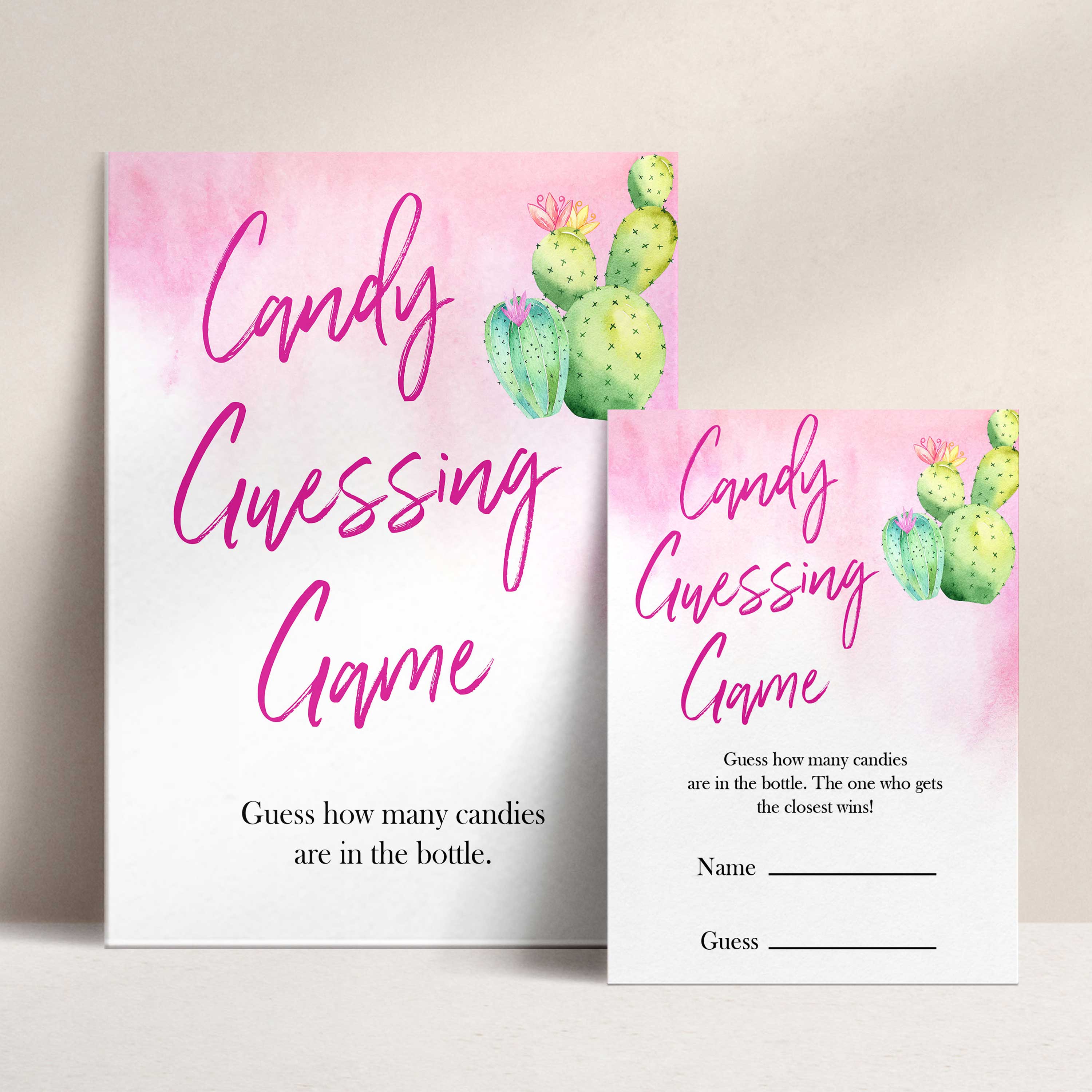 Cactus baby shower games, cactus candy guessing game baby game, printable baby games, Mexican baby shower, Mexican baby games, fiesta baby games, popular baby games, printable baby games