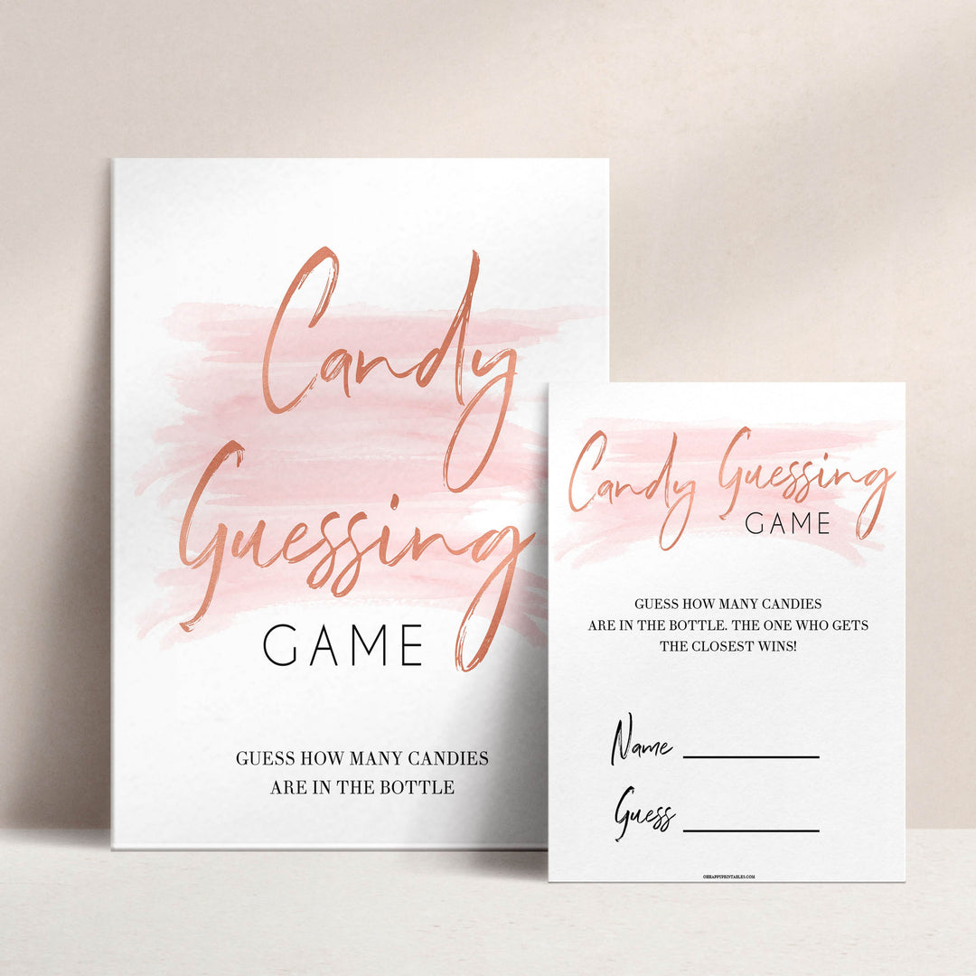 Candy guessing game pink swash game, printable baby shower games, fun baby shower games, popular baby shower games