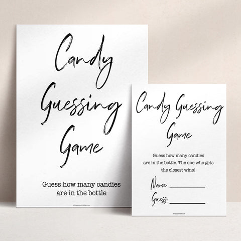 White Gender Neutral Candy Guessing Game, Simple White Candy Guessing Game, Candy Game, White Candies in A Jar Game, White Baby Shower, popular baby games, fun baby games