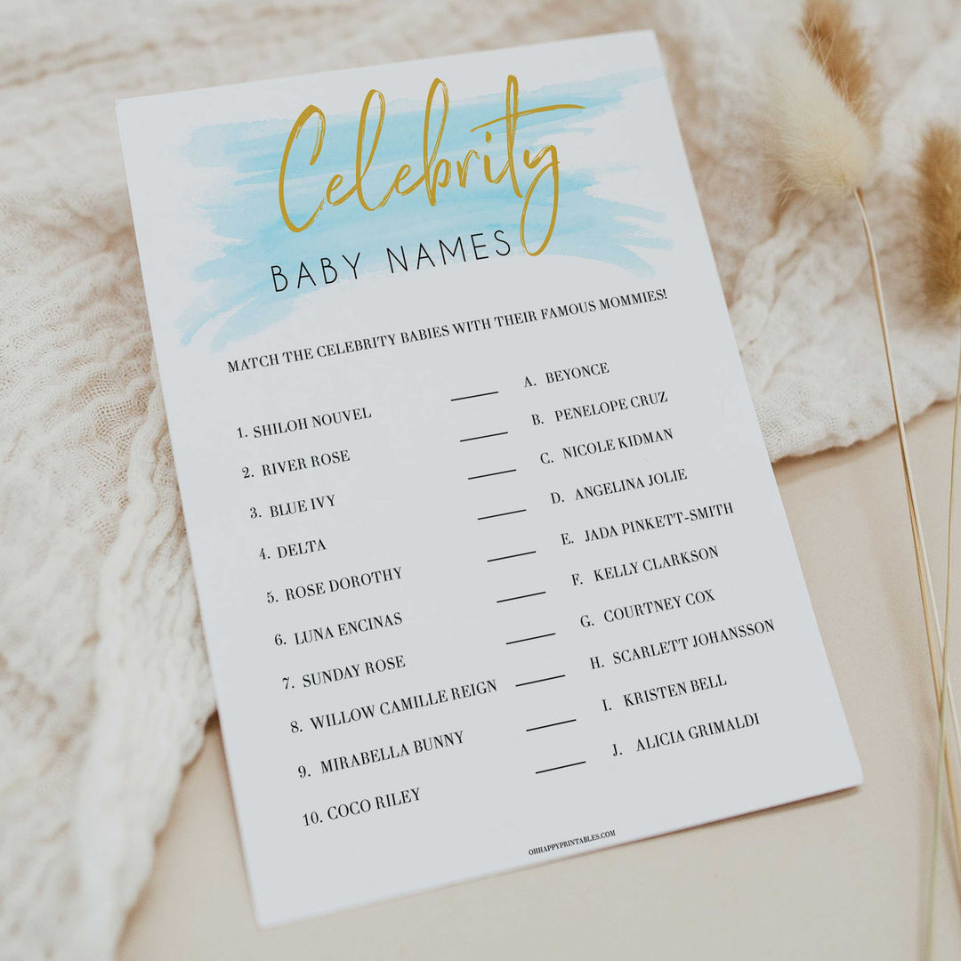 Blue swash, celebrity baby names baby games, baby shower games, printable baby games, fun baby games, boy baby shower games, baby games, fun baby shower ideas, baby shower ideas, boy baby games, blue baby shower