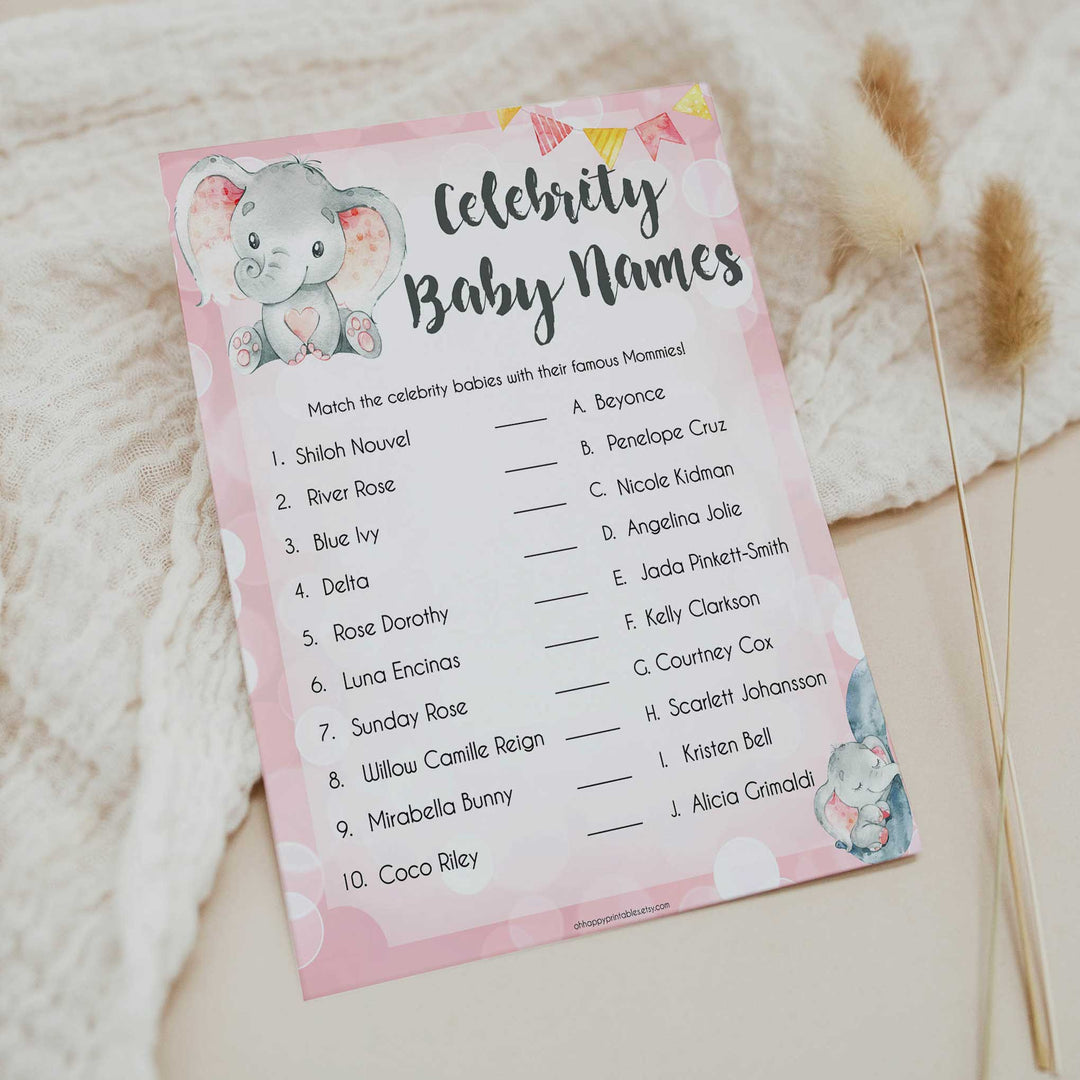 pink elephant baby games, celebrity baby names baby shower games, printable baby shower games, baby shower games, fun baby games, popular baby games, pink baby games