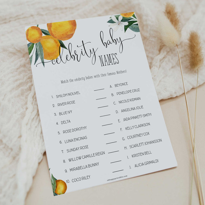celebrity baby name game, Printable baby shower games, little cutie baby games, baby shower games, fun baby shower ideas, top baby shower ideas, little cutie baby shower, baby shower games, fun little cutie baby shower ideas, citrus baby shower games, citrus baby shower, orange baby shower