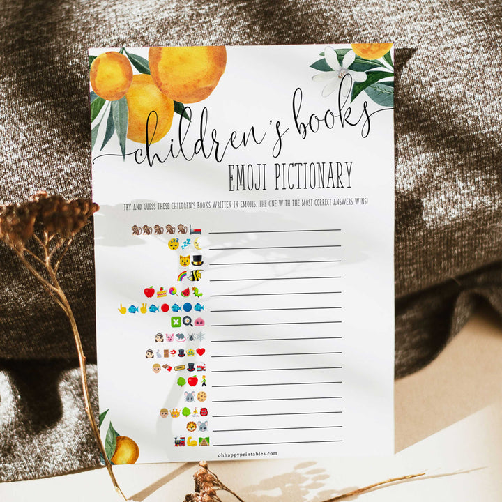 childrens books emoji pictionary game, Printable baby shower games, little cutie baby games, baby shower games, fun baby shower ideas, top baby shower ideas, little cutie baby shower, baby shower games, fun little cutie baby shower ideas, citrus baby shower games, citrus baby shower, orange baby shower