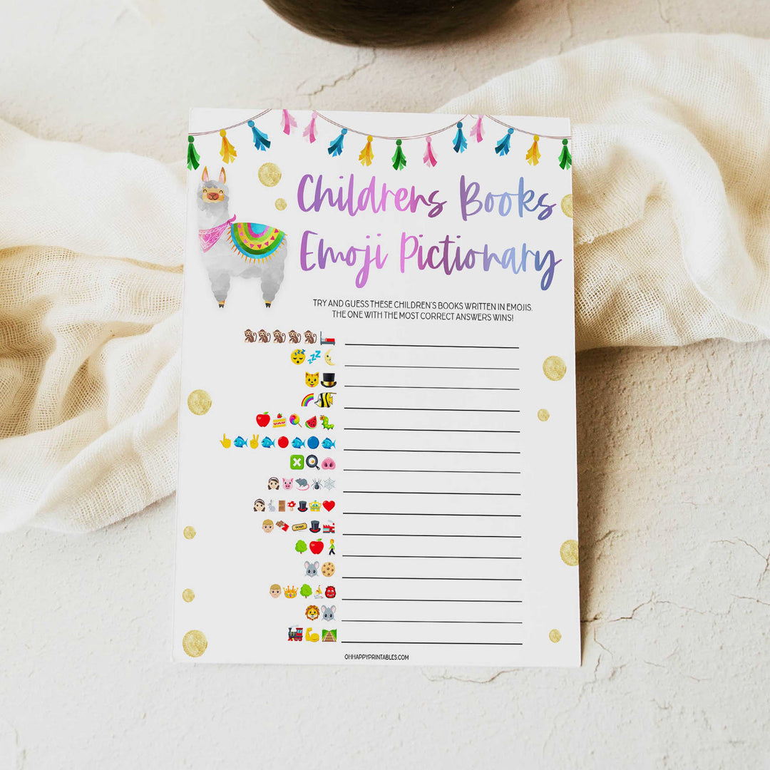 childrens books emoji pictionary, Printable baby shower games, llama fiesta fun baby games, baby shower games, fun baby shower ideas, top baby shower ideas, Llama fiesta shower baby shower, fiesta baby shower ideas