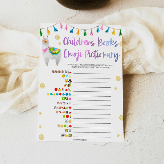 childrens books emoji pictionary, Printable baby shower games, llama fiesta fun baby games, baby shower games, fun baby shower ideas, top baby shower ideas, Llama fiesta shower baby shower, fiesta baby shower ideas
