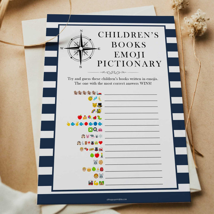 Nautical baby shower games, childrens books emoji pictionary baby shower games, printable baby shower games, baby shower games, fun baby games, ahoy its a boy, popular baby shower games, sailor baby games, boat baby games