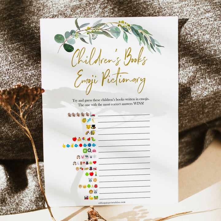 Eucalyptus baby shower games, emoji pictionary baby game, fun baby shower games, printable baby games, baby shower ideas, baby games, baby shower baby shower bundle, baby shower games packs, botanical baby shower