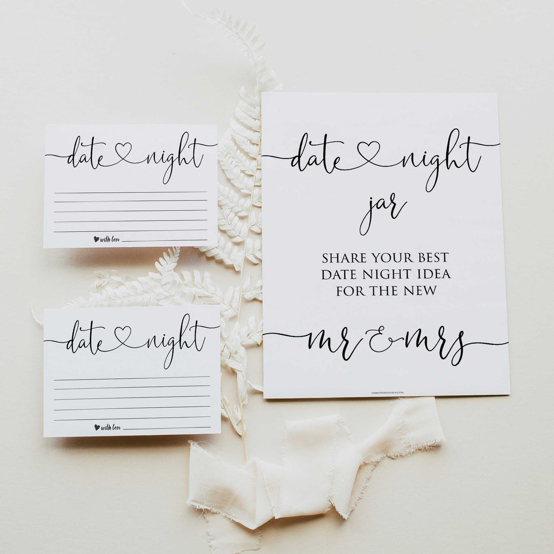 minimalist bridal shower games, date night jar, bridal shower games bundle, printable bridal games, bridal shower games, how knows the bridal, top bridal shower games