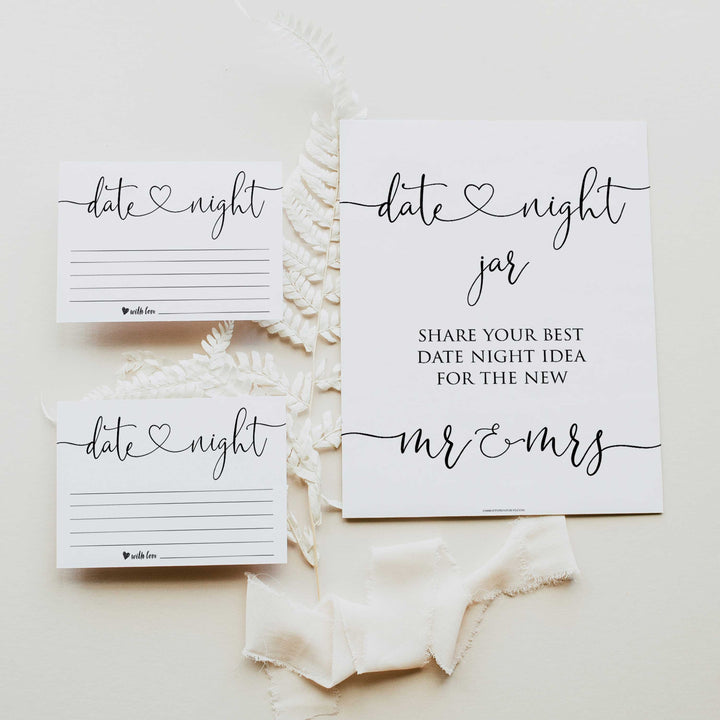 minimalist bridal shower games, date night jar, bridal shower games bundle, printable bridal games, bridal shower games, how knows the bridal, top bridal shower games