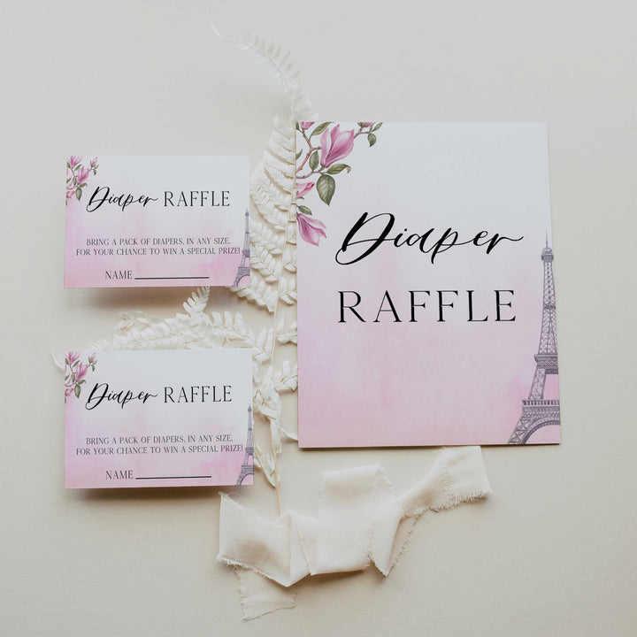diaper raffle baby game, Paris baby shower games, printable baby shower games, Parisian baby shower games, fun baby shower games
