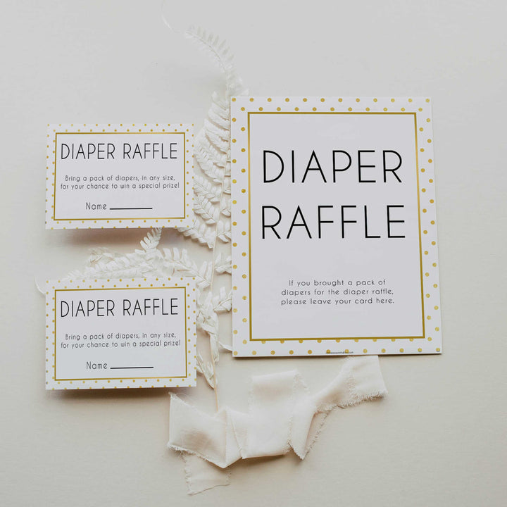 diaper raffle game, diaper raffle, Printable baby shower games, baby gold dots fun baby games, baby shower games, fun baby shower ideas, top baby shower ideas, gold glitter shower baby shower, friends baby shower ideas