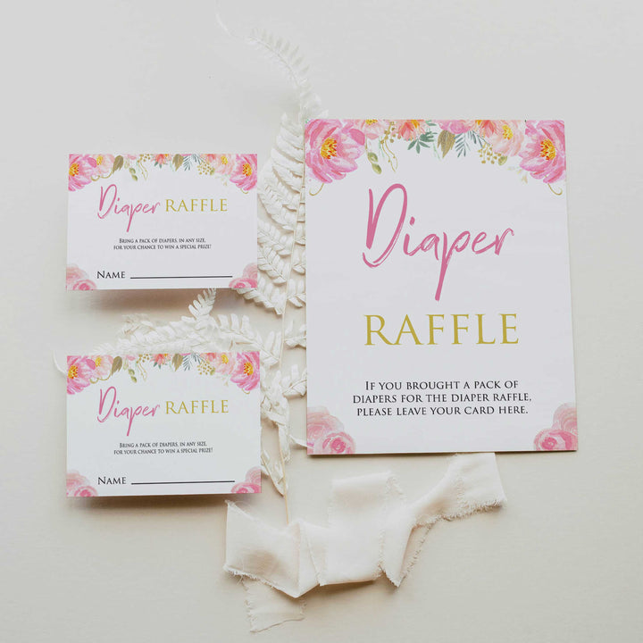 diaper raffle game, baby diaper raffle, Printable baby shower games, blush floral fun baby games, baby shower games, fun baby shower ideas, top baby shower ideas, blush baby shower, blue baby shower ideas