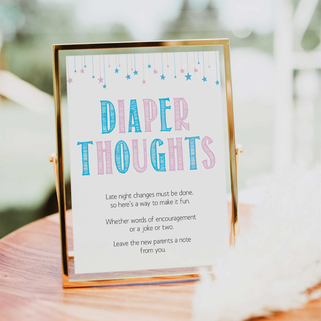 Gender reveal baby games, diaper thoughts baby game, gender reveal shower, fun baby games, gender reveal ideas, popular baby games, best baby games, printable baby games, gender reveal baby games