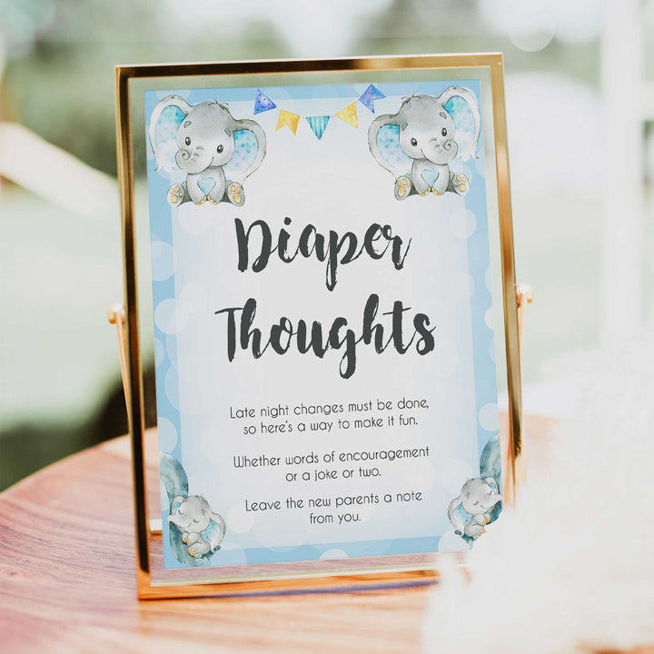 Blue elephant baby games, diaper thoughts, elephant baby games, printable baby games, top baby games, best baby shower games, baby shower ideas, fun baby games, elephant baby shower