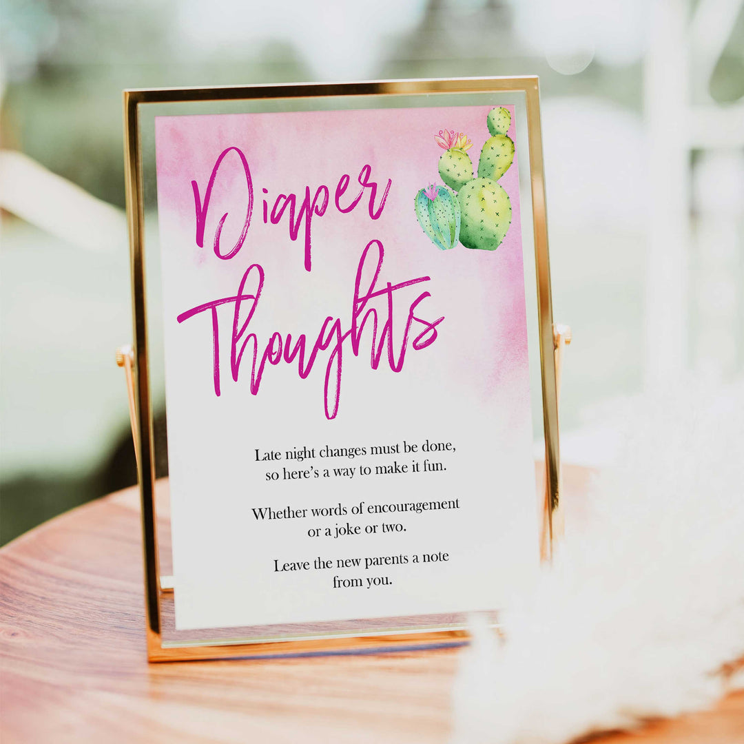 Cactus baby shower games, cactus diaper thoughts baby game, printable baby games, Mexican baby shower, Mexican baby games, fiesta baby games, popular baby games, printable baby games