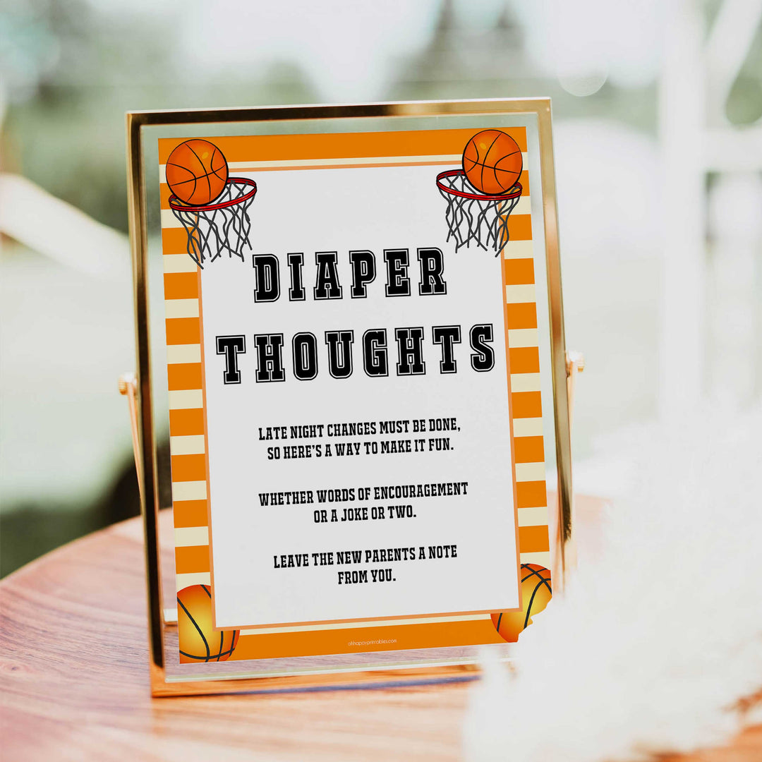 Basketball baby shower games, diaper thoughts baby game, printable baby games, basket baby games, baby shower games, basketball baby shower idea, fun baby games, popular baby games
