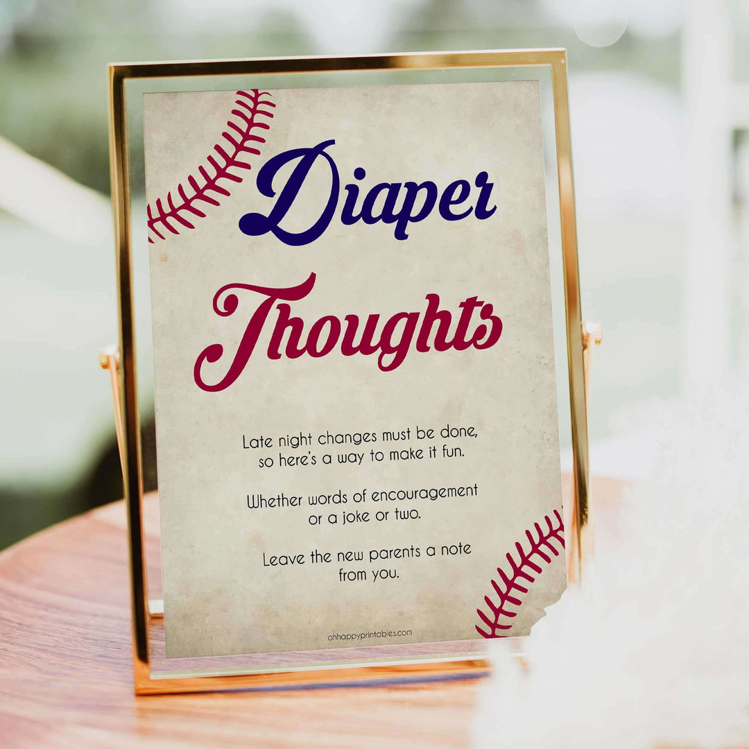 baseball diaper thoughts baby shower games, diaper thoughts, baby shower games, printable baby shower games, fun baby shower games, popular baby shower games