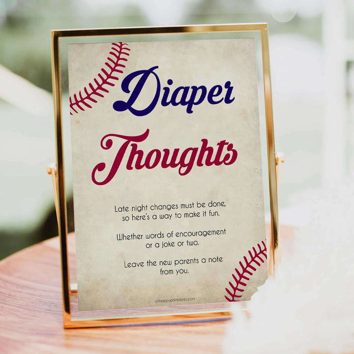 baseball diaper thoughts baby shower games, diaper thoughts, baby shower games, printable baby shower games, fun baby shower games, popular baby shower games