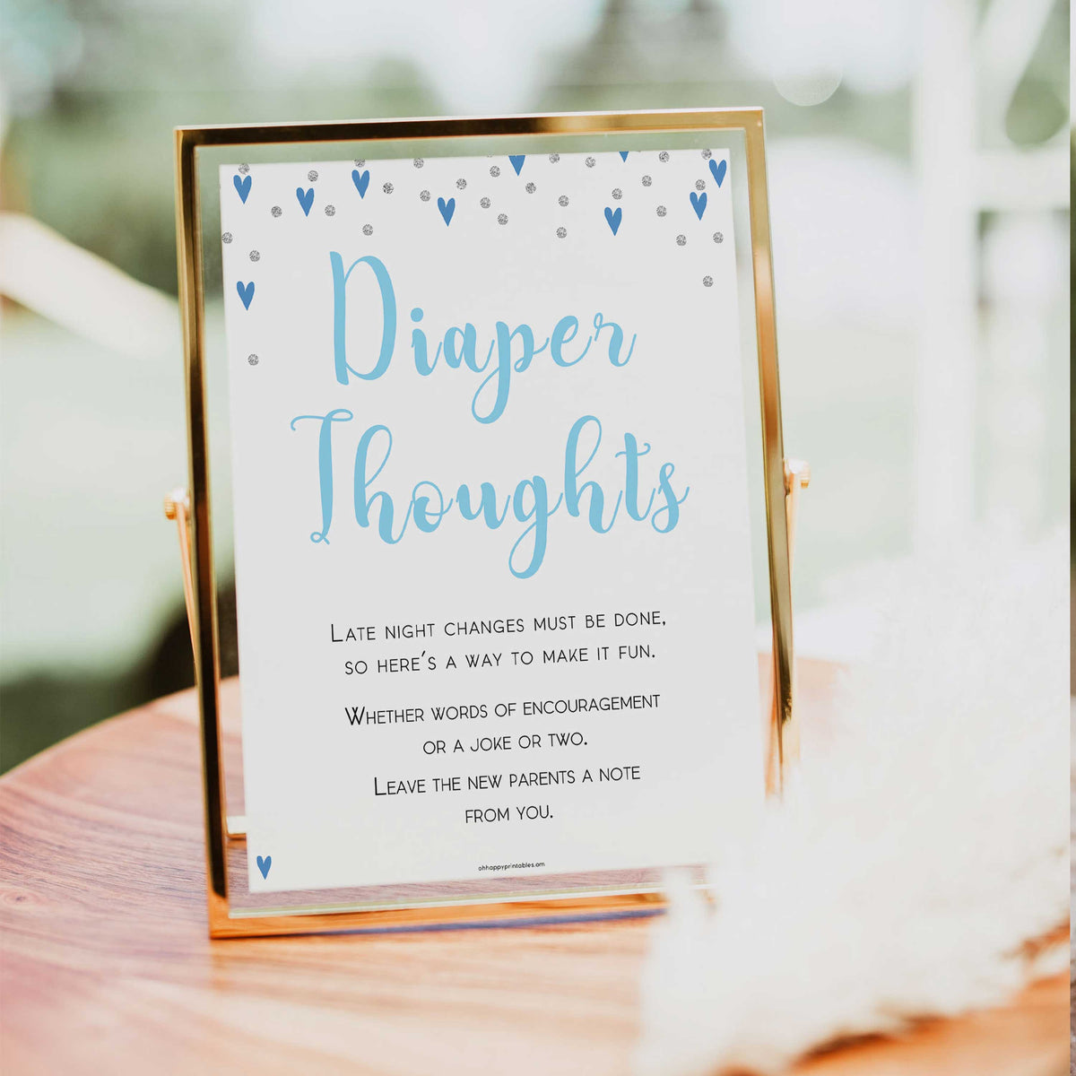 diaper thoughts game, late night diapers, Printable baby shower games, small blue hearts fun baby games, baby shower games, fun baby shower ideas, top baby shower ideas, silver baby shower, blue hearts baby shower ideas