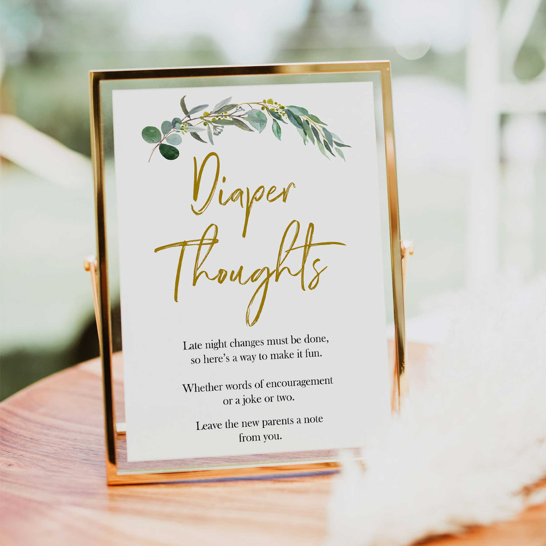 Eucalyptus baby shower games, diaper thoughts baby game, fun baby shower games, printable baby games, baby shower ideas, baby games, baby shower baby shower bundle, baby shower games packs, botanical baby shower