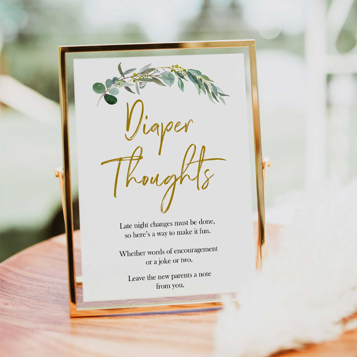 Eucalyptus baby shower games, diaper thoughts baby game, fun baby shower games, printable baby games, baby shower ideas, baby games, baby shower baby shower bundle, baby shower games packs, botanical baby shower