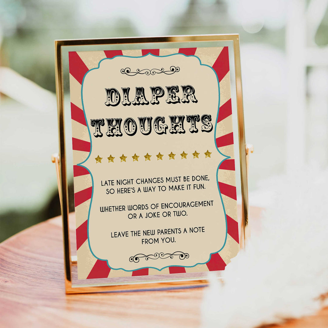 Circus diaper thoughts baby shower games, circus baby games, carnival baby games, printable baby games, fun baby games, popular baby games, carnival baby shower, carnival theme