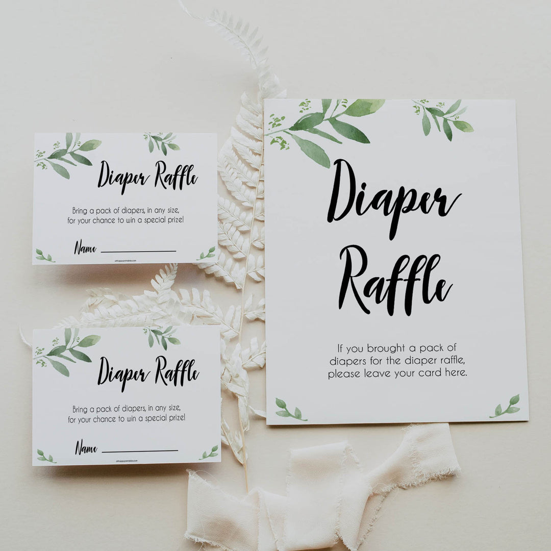 diaper raffle game, Printable baby shower games, botanical baby shower games, floral baby shower ideas, fun baby shower ideas