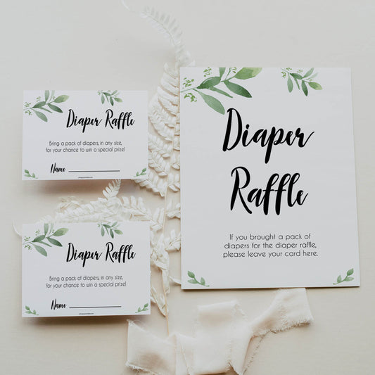 diaper raffle game, Printable baby shower games, botanical baby shower games, floral baby shower ideas, fun baby shower ideas
