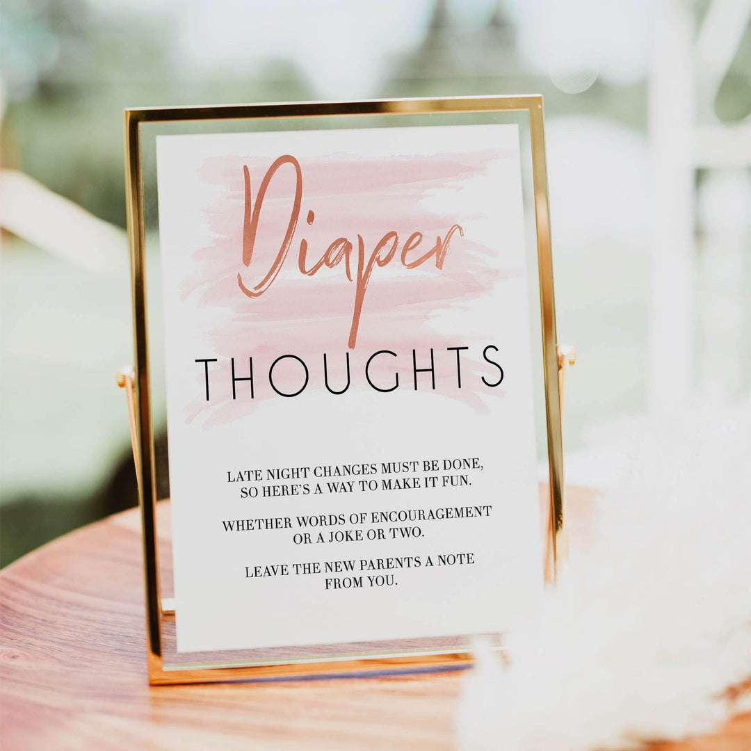 pink swash diaper thoughts, nappy game, diaper game, printable baby shower games, pink baby shower games, fun baby games, popular baby games