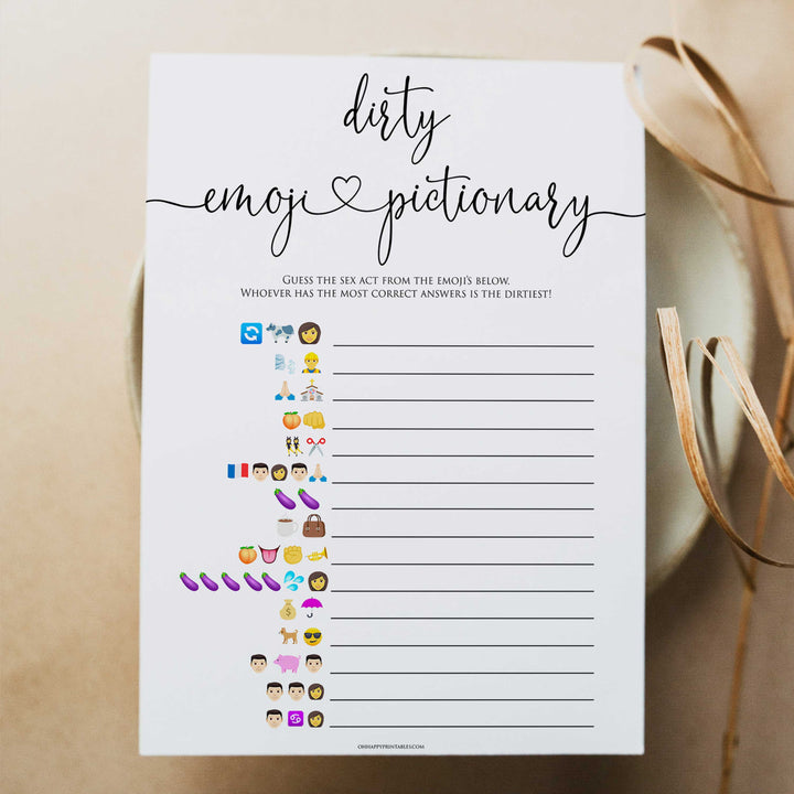 minimalist bachelorette games, dirty emoji pictionary, bridal shower games bundle, dirty bridal games, printable bridal games, bridal shower games, hen party hames, bachelorette games