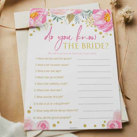 do you know the bride game, bachelorette scattergories game, dirty minds game, dirty little secrets game, dirty emoji pictionary game, date night jar, printable bridal shower games, blush floral bridal shower games, fun bridal shower games