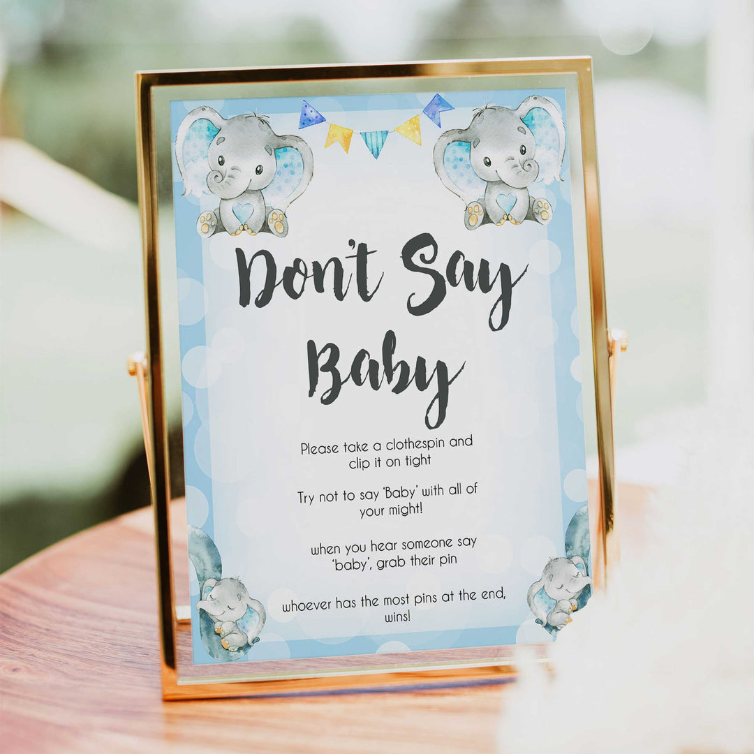 Blue elephant baby games, dont say baby, elephant baby games, printable baby games, top baby games, best baby shower games, baby shower ideas, fun baby games, elephant baby shower