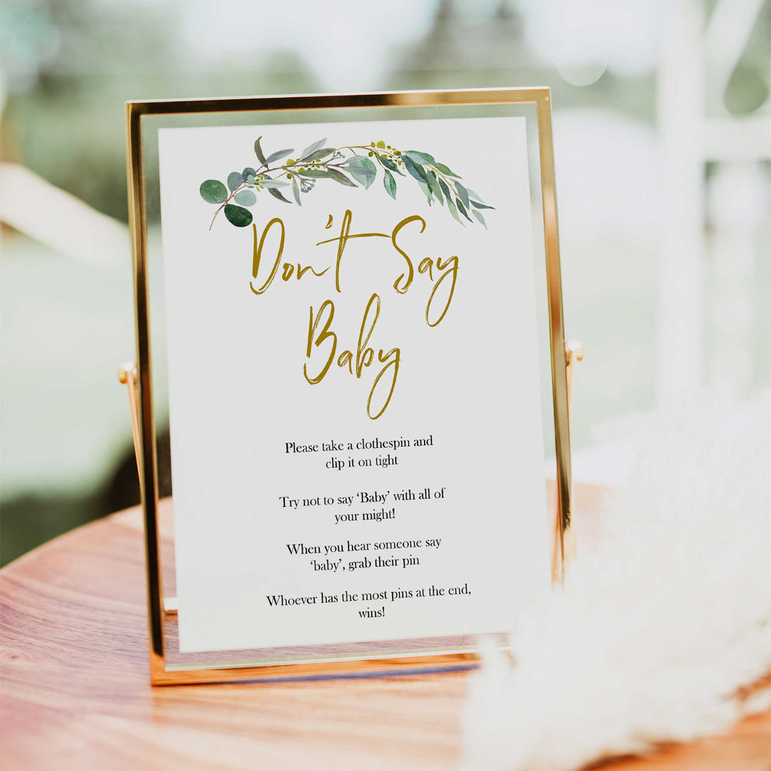 Eucalyptus baby shower games, dont say baby game baby game, fun baby shower games, printable baby games, baby shower ideas, baby games, baby shower baby shower bundle, baby shower games packs, botanical baby shower