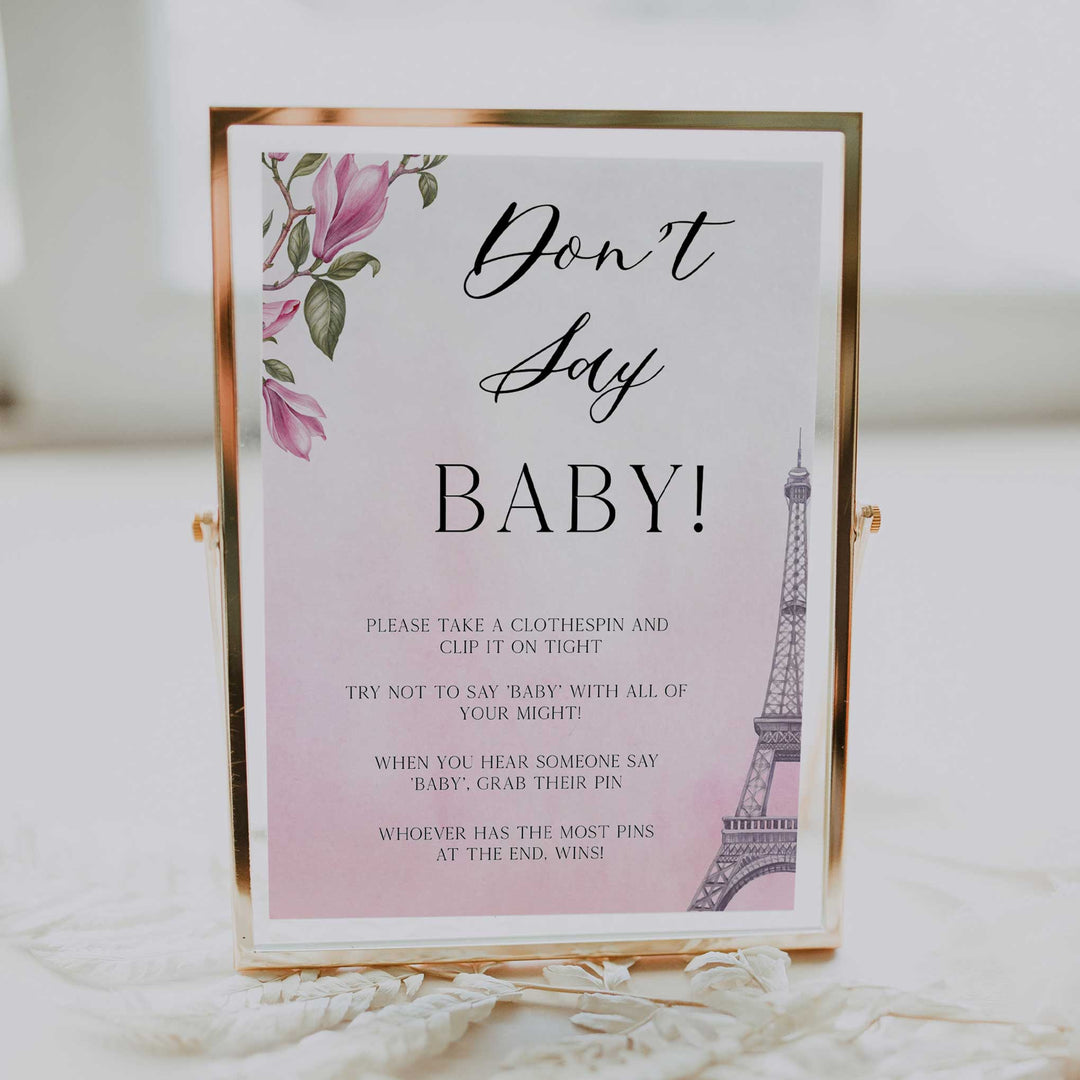 dont say baby game, Paris baby shower games, printable baby shower games, Parisian baby shower games, fun baby shower games