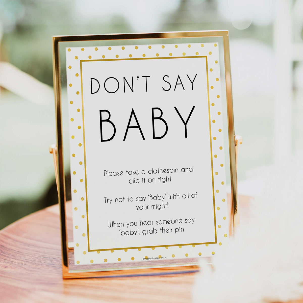 Don't Say Baby Game - Gold Dots Printable Baby Games – OhHappyPrintables