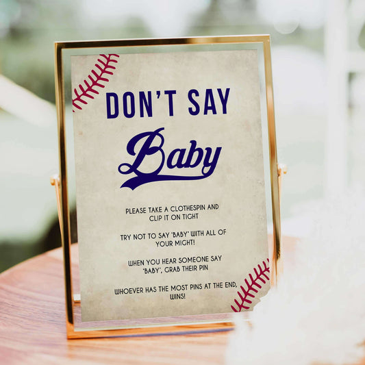 Baseball Don't Say Baby, Don't Say Baby Sign, Don't Say Baby, Printable Baby Shower Games, Dont Say Game, Little Slugger Baby Shower, printable baby shower games, fun baby shower games, popular baby shower games
