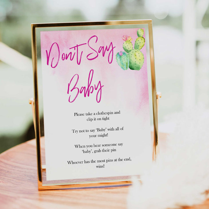 Cactus baby shower games, cactus dont say baby baby game, printable baby games, Mexican baby shower, Mexican baby games, fiesta baby games, popular baby games, printable baby games