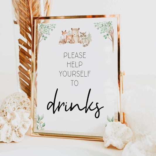drinks baby shower table signs, Woodland animals baby decor, printable baby table signs, printable baby decor, baby woodland animals table signs, fun baby signs, baby woodland animals fun baby table signs