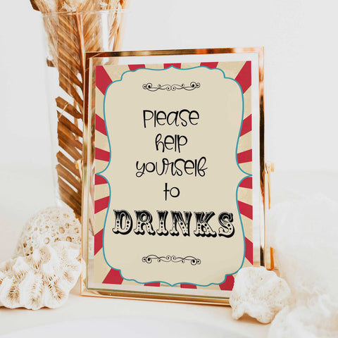 drinks baby table signs, drinks baby decor, Circus baby decor, printable baby table signs, printable baby decor, carnival table signs, fun baby signs, circus fun baby table signs