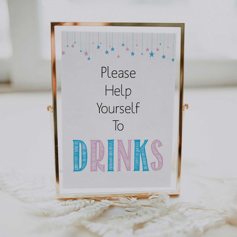 Gender reveal baby signs, drinks, baby shower signs, baby shower decor, gender reveal ideas, top baby shower ideas, printable baby signs