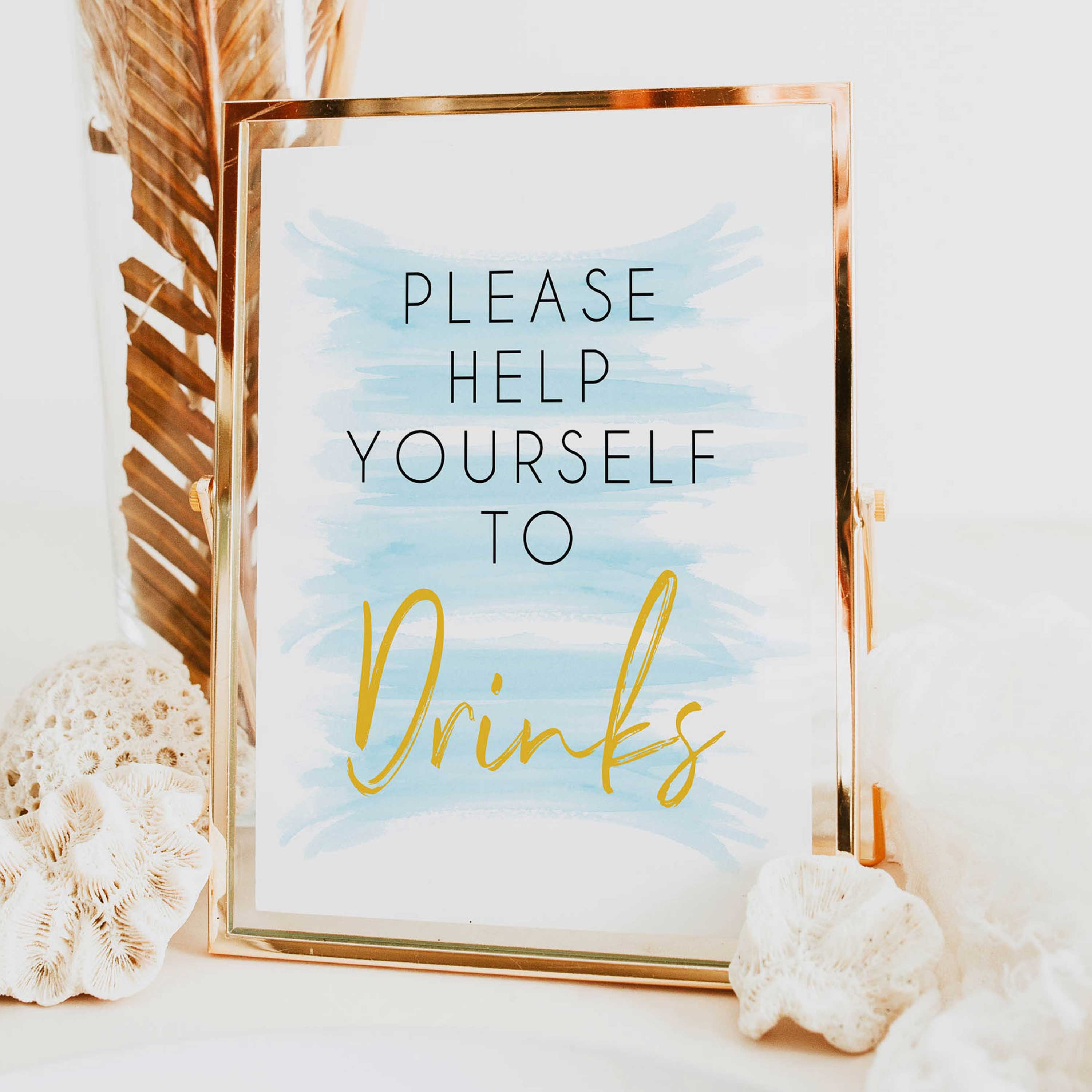 blue watercolor baby signs, drinks baby signs, drinks baby decor, printable baby signs, fun baby games, baby shower ideas