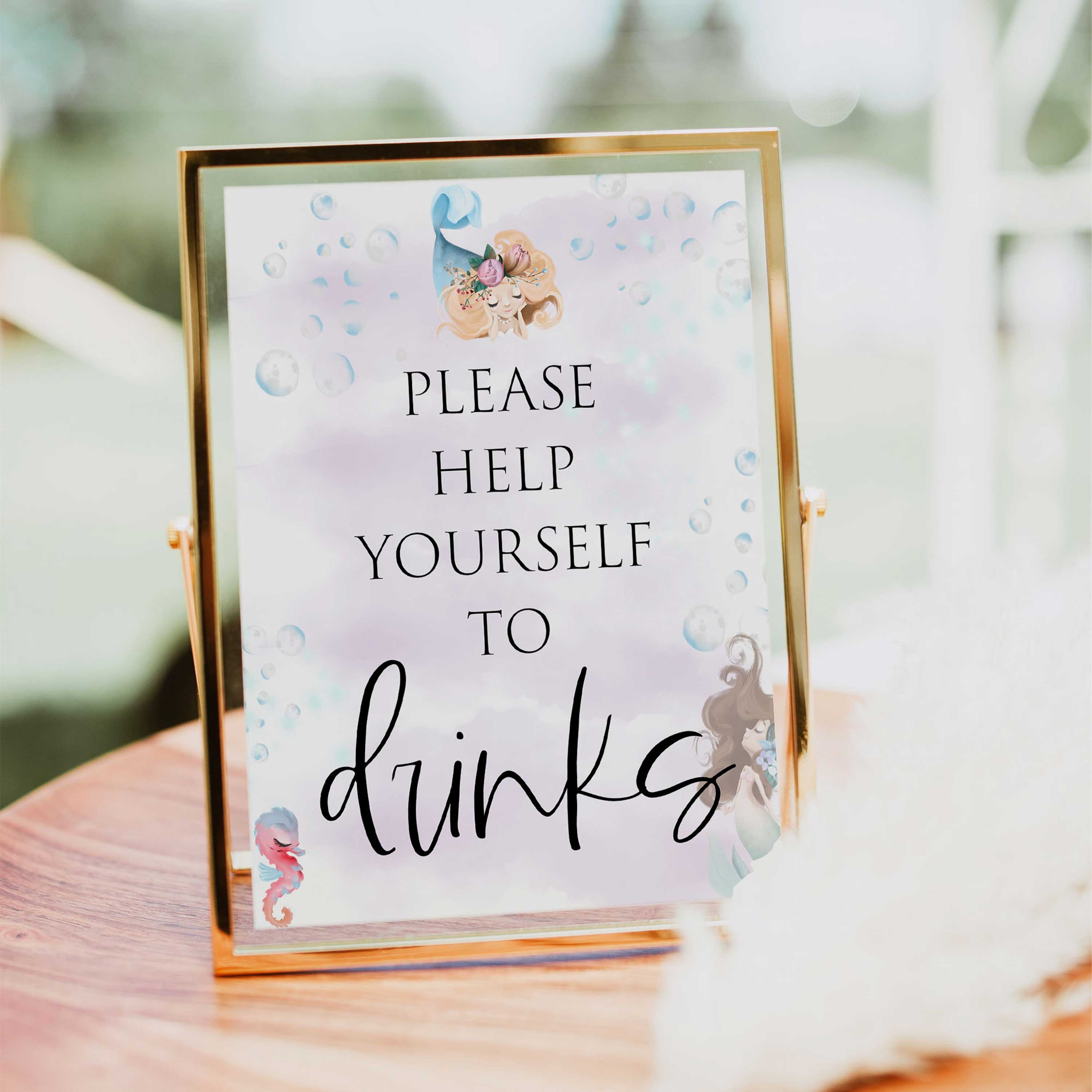 drinks baby table signs, Little mermaid baby decor, printable baby table signs, printable baby decor, baby little mermaid table signs, fun baby signs, baby little mermaid fun baby table signs